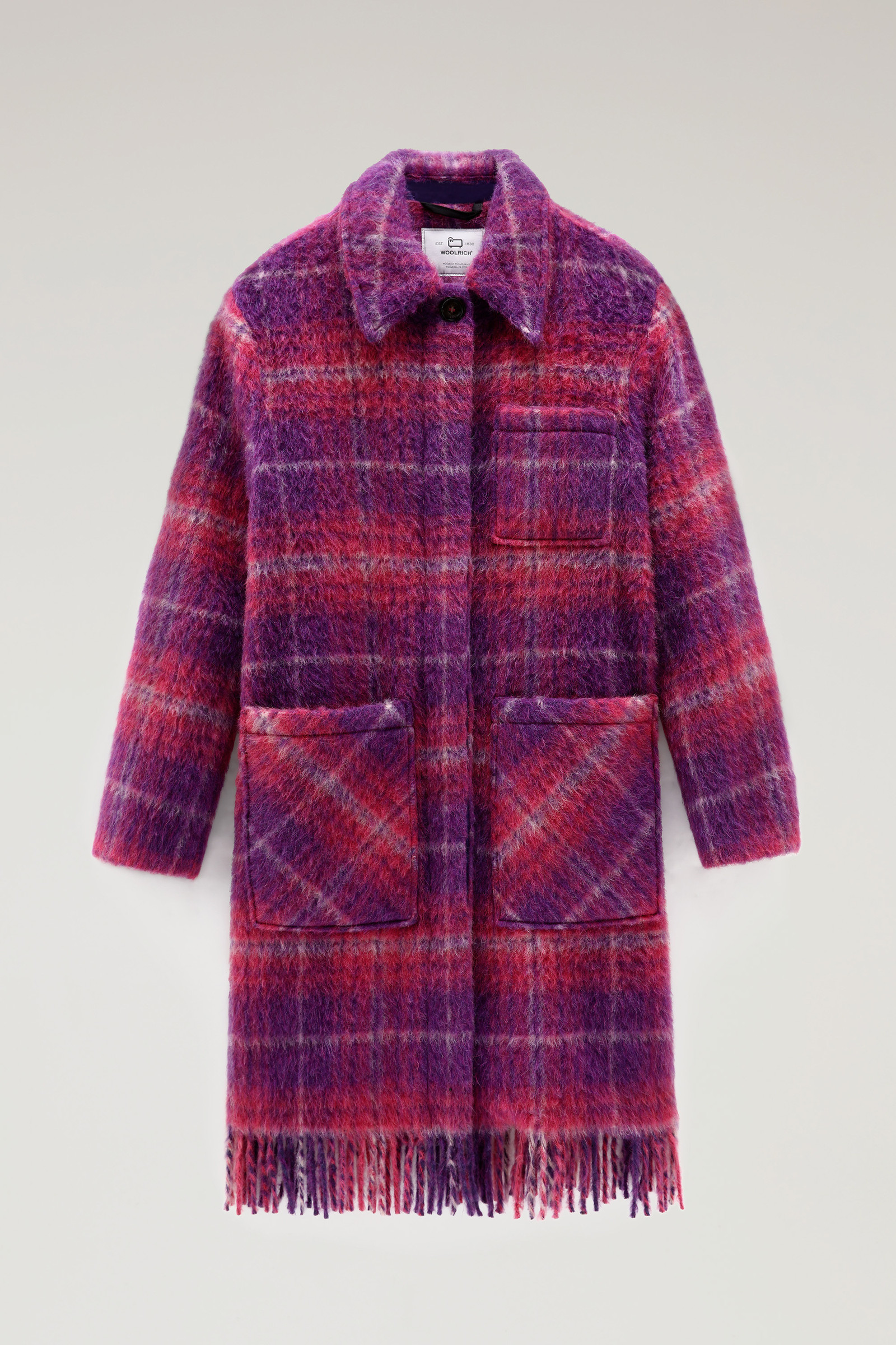 Langes Overshirt aus gebürsteter Wolle mit Fransen rot photo 5 | Woolrich