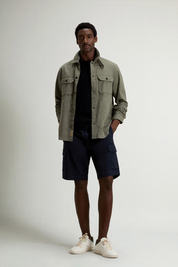 Garment-Dyed Safari Overshirt in Cotton and Linen Blend Green photo 1 | Woolrich