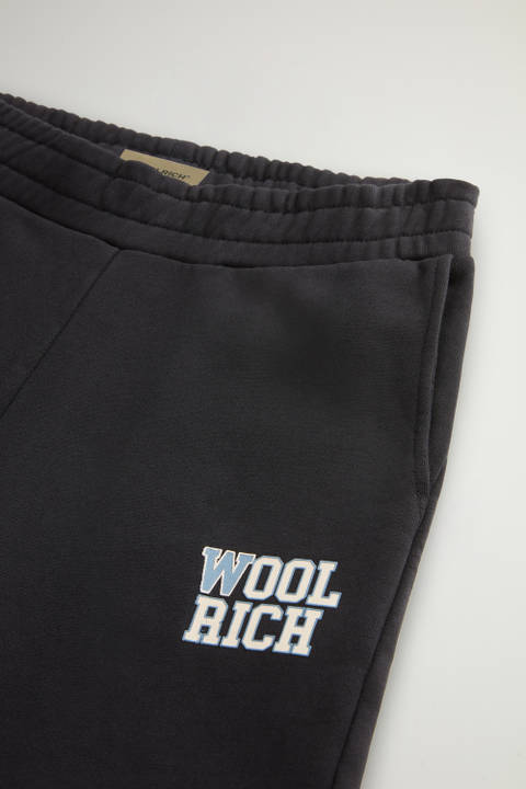 Girls' Pants in Pure Cotton Fleece with Logo Black photo 2 | Woolrich