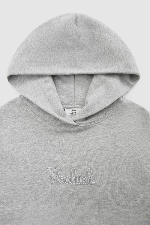 Fleece Hoodie with Embroidered Vintage Logo Grey photo 2 | Woolrich