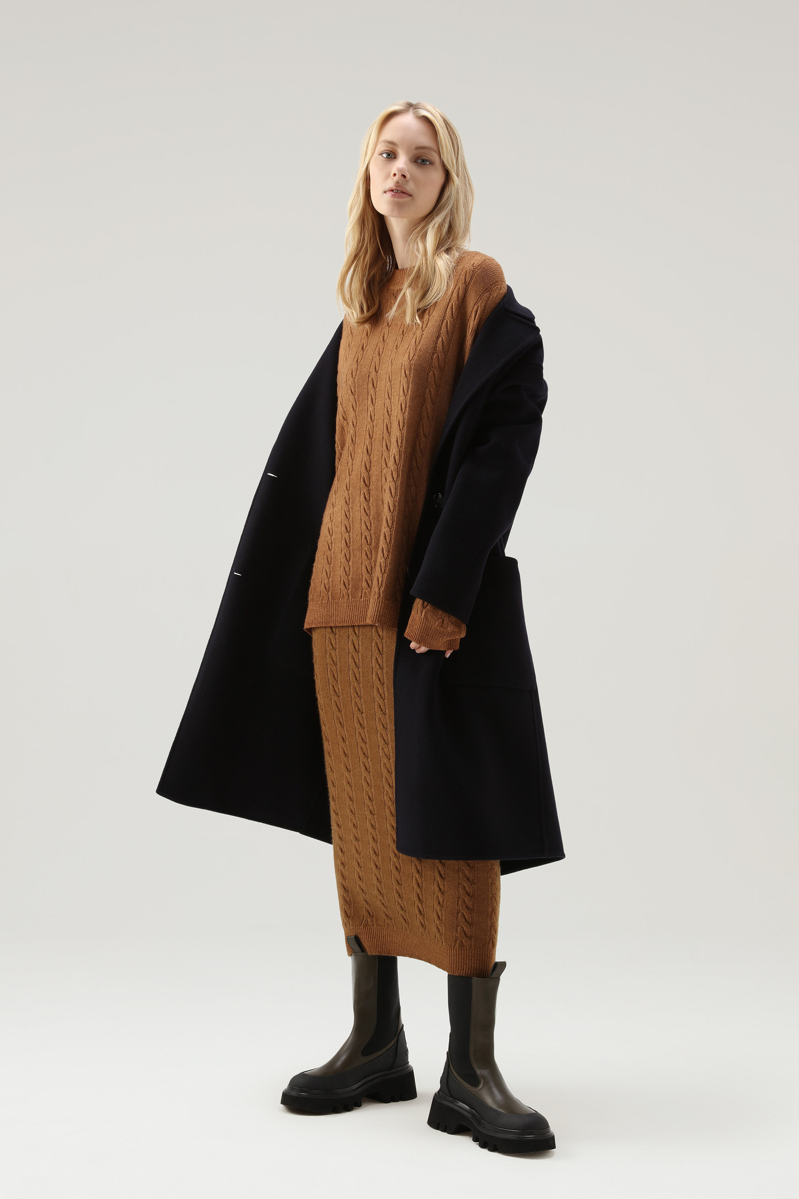 Pull Aran unisexe teint en pièce Marron photo 2 | Woolrich