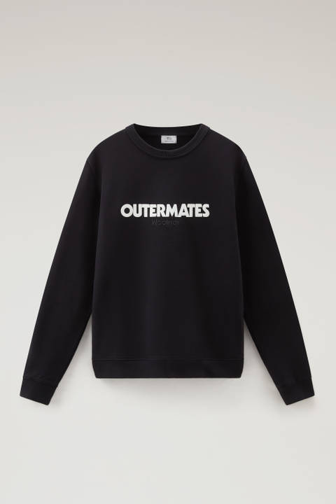 Pure Cotton Crewneck Sweatshirt with Embossed Print Black photo 2 | Woolrich