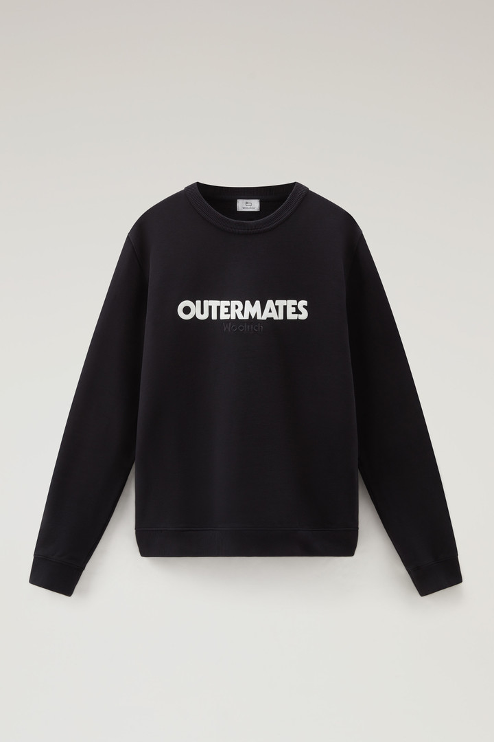 Pure Cotton Crewneck Sweatshirt with Embossed Print Black photo 5 | Woolrich