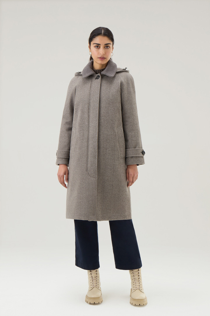 Woolrich Woman's Color Grey Size Xxs In Light Taupe Herringbone