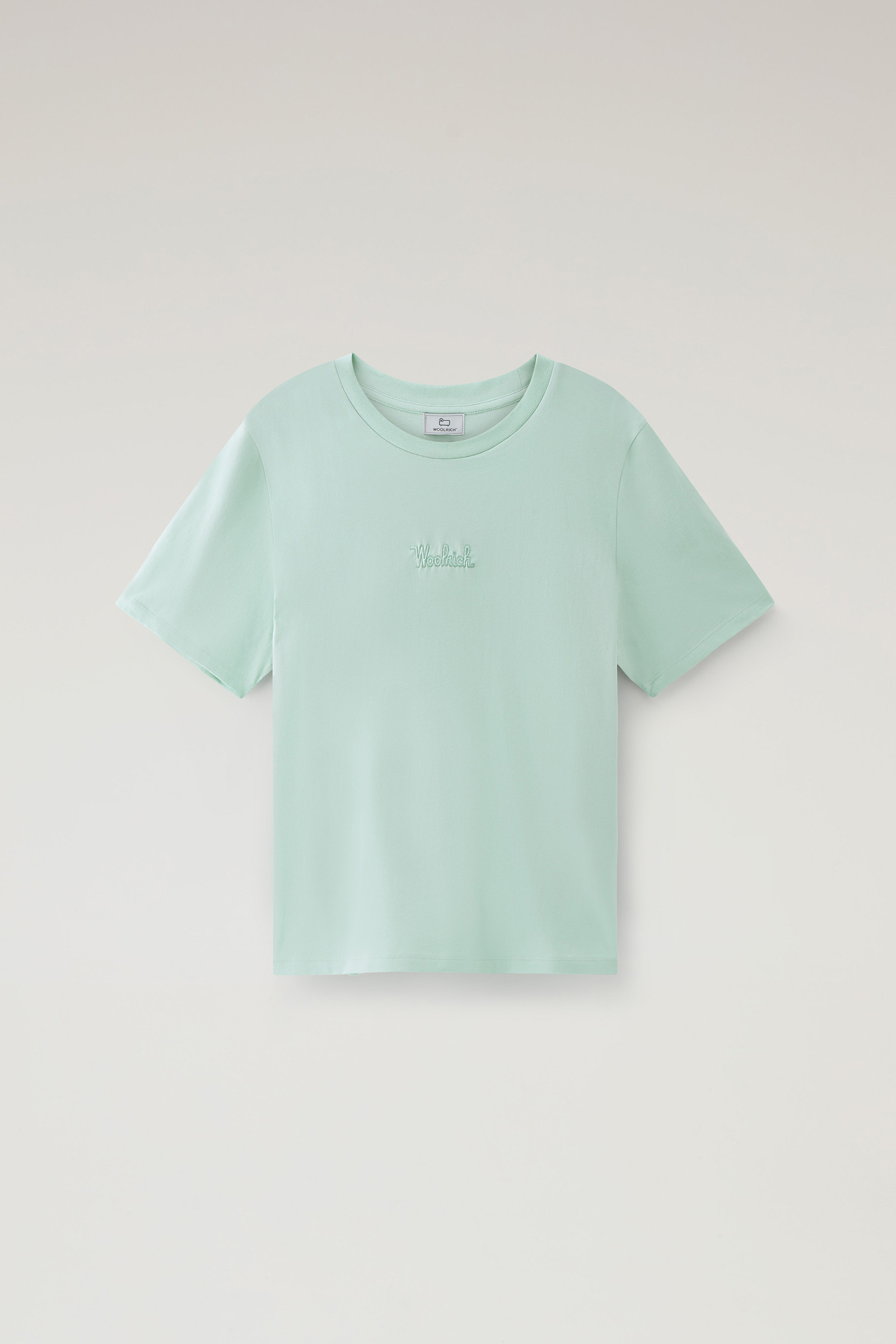 T-shirt aus reiner Baumwolle mit aufgesticktem Logo grün photo 5 | Woolrich