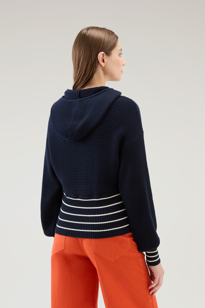 Sweater aus reiner Baumwolle mit Kapuze und Reißverschluss Blau photo 3 | Woolrich