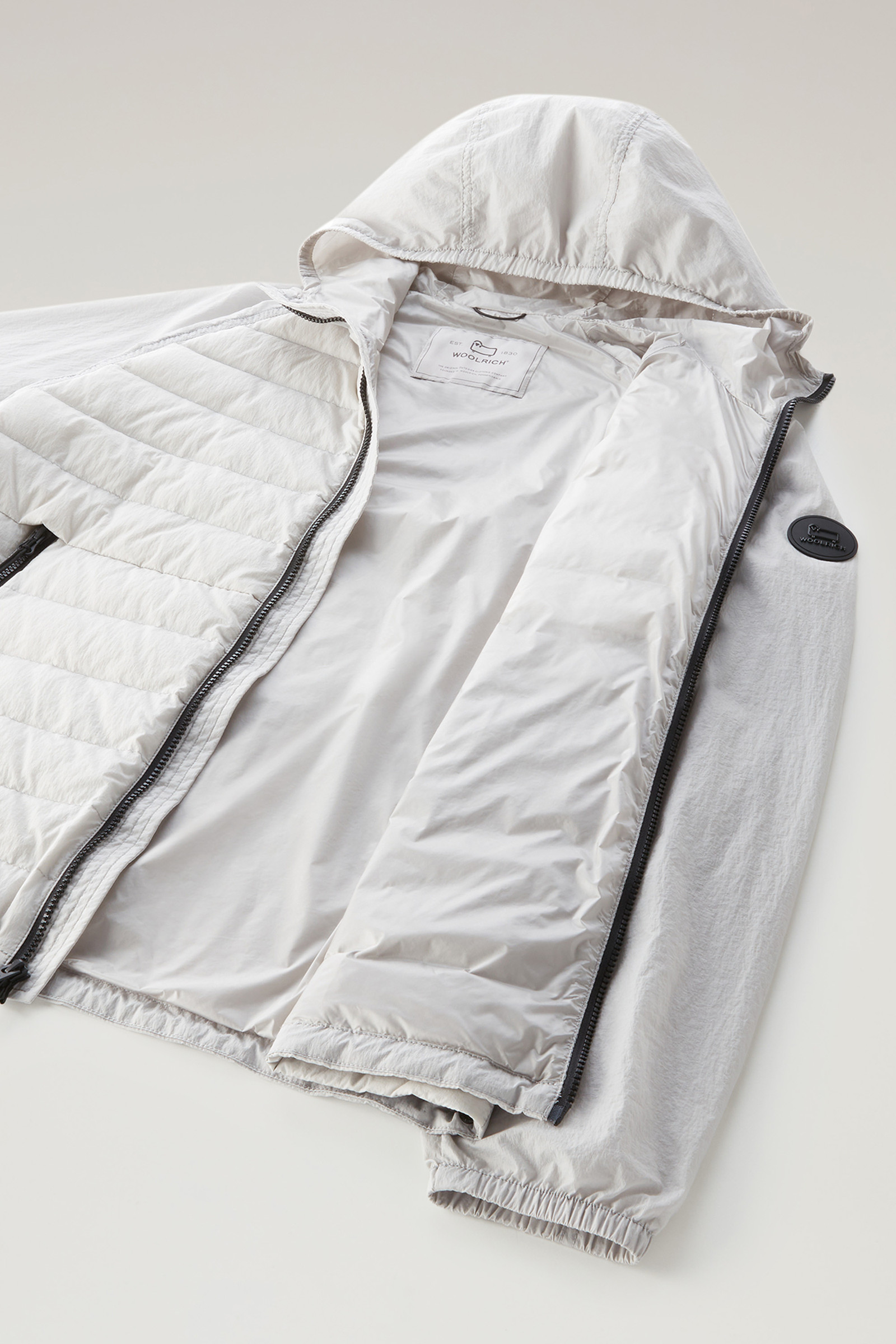 Veste Hybrid en nylon crinkle avec matelassage sur le devant et capuche blanc photo 11 | Woolrich