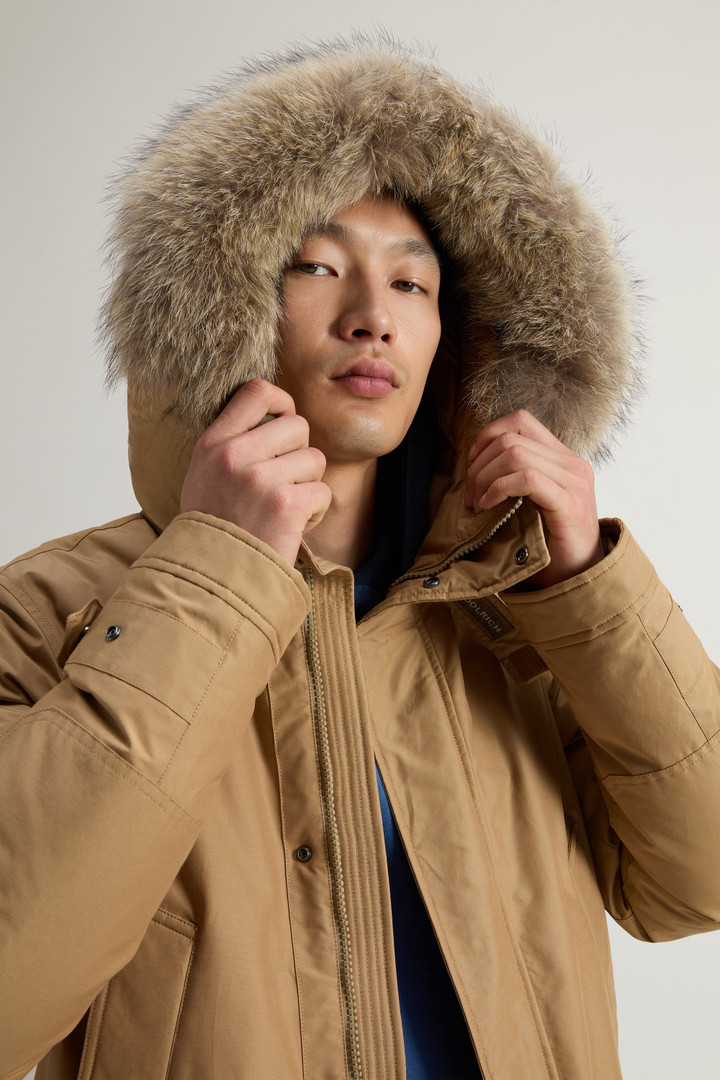 Polar Parka in Ramar Cloth with High Collar and Fur Trim Beige photo 5 | Woolrich