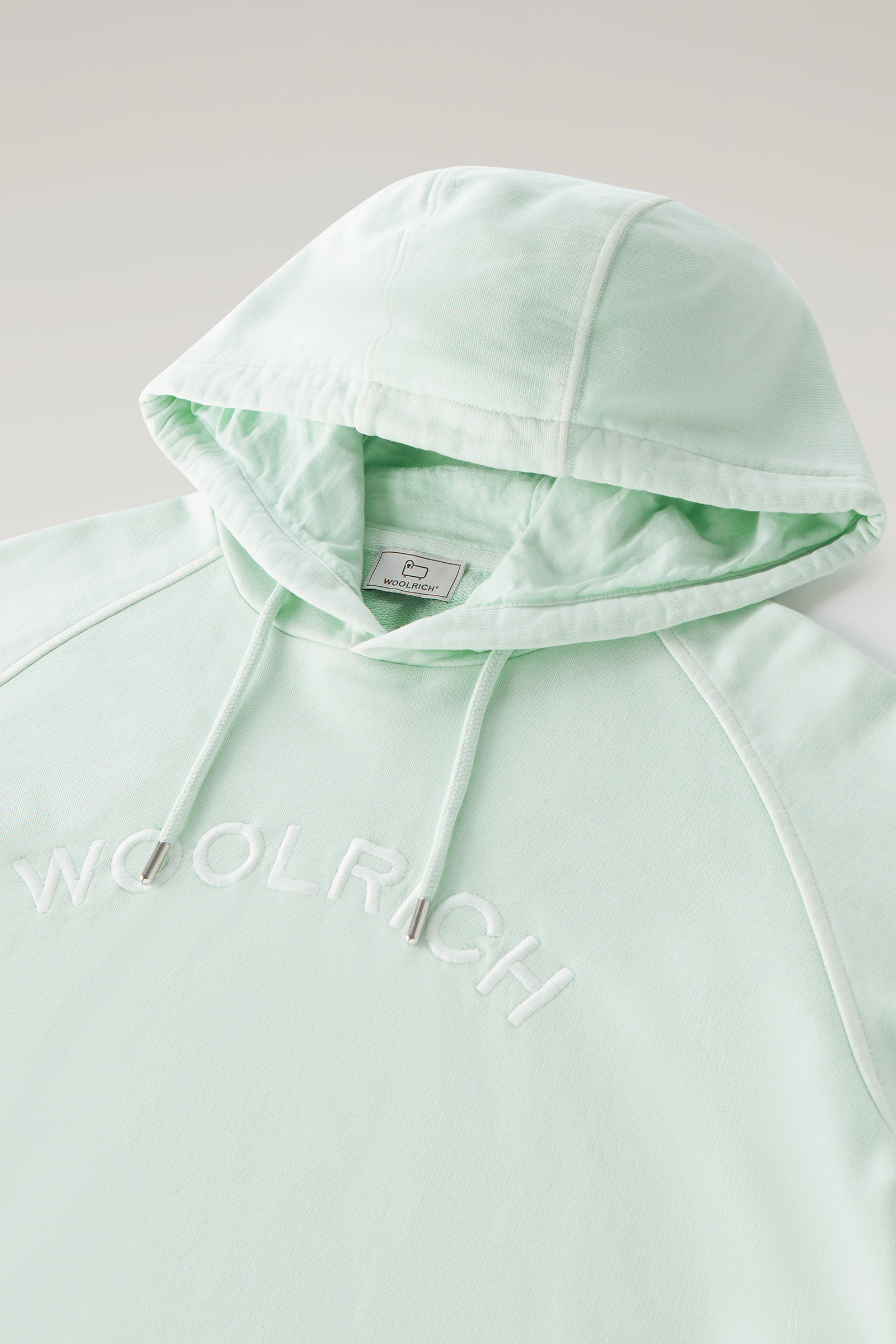 Felpa con cappuccio Varsity in puro cotone tinto in capo verde photo 6 | Woolrich