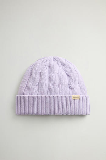 Cable-Knit Pure Wool Beanie Purple | Woolrich