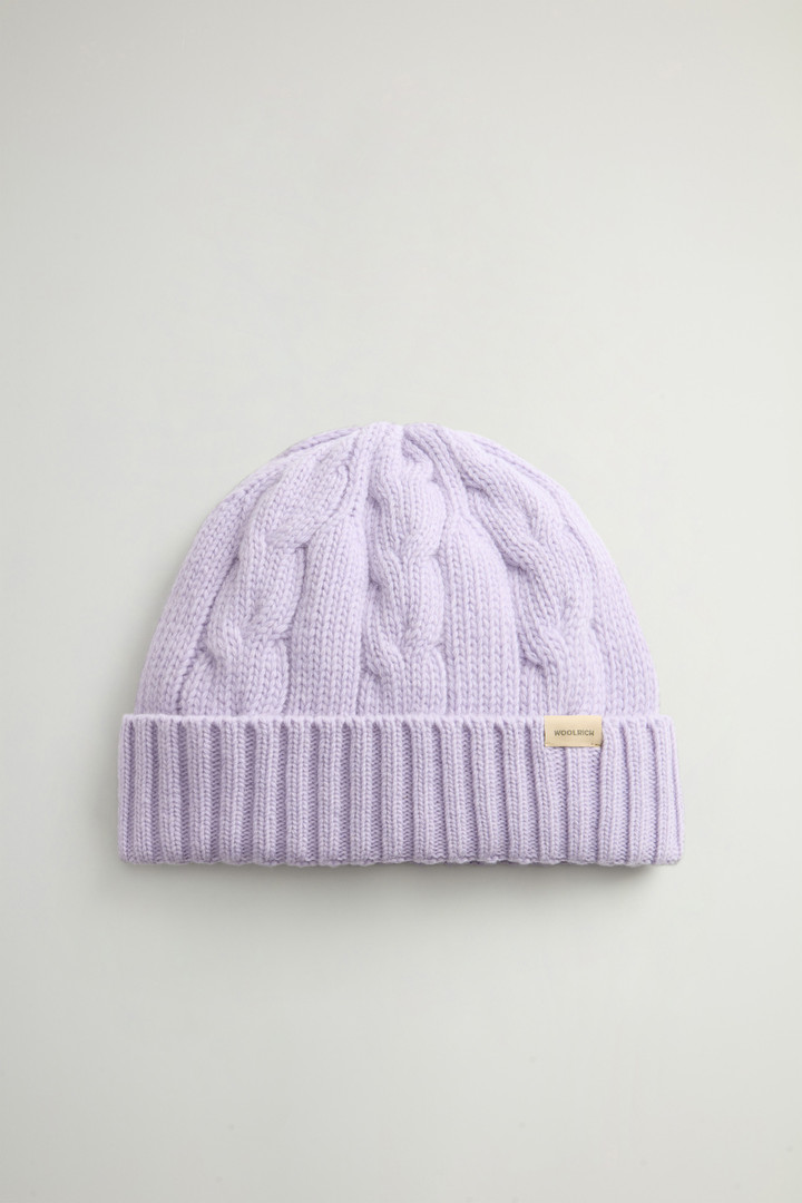 Cable-Knit Pure Wool Beanie Purple photo 1 | Woolrich