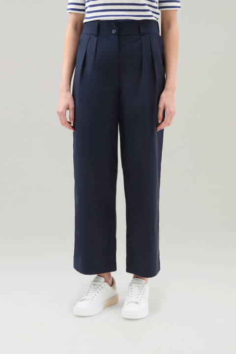 Pure Cotton Poplin Pants Blue | Woolrich