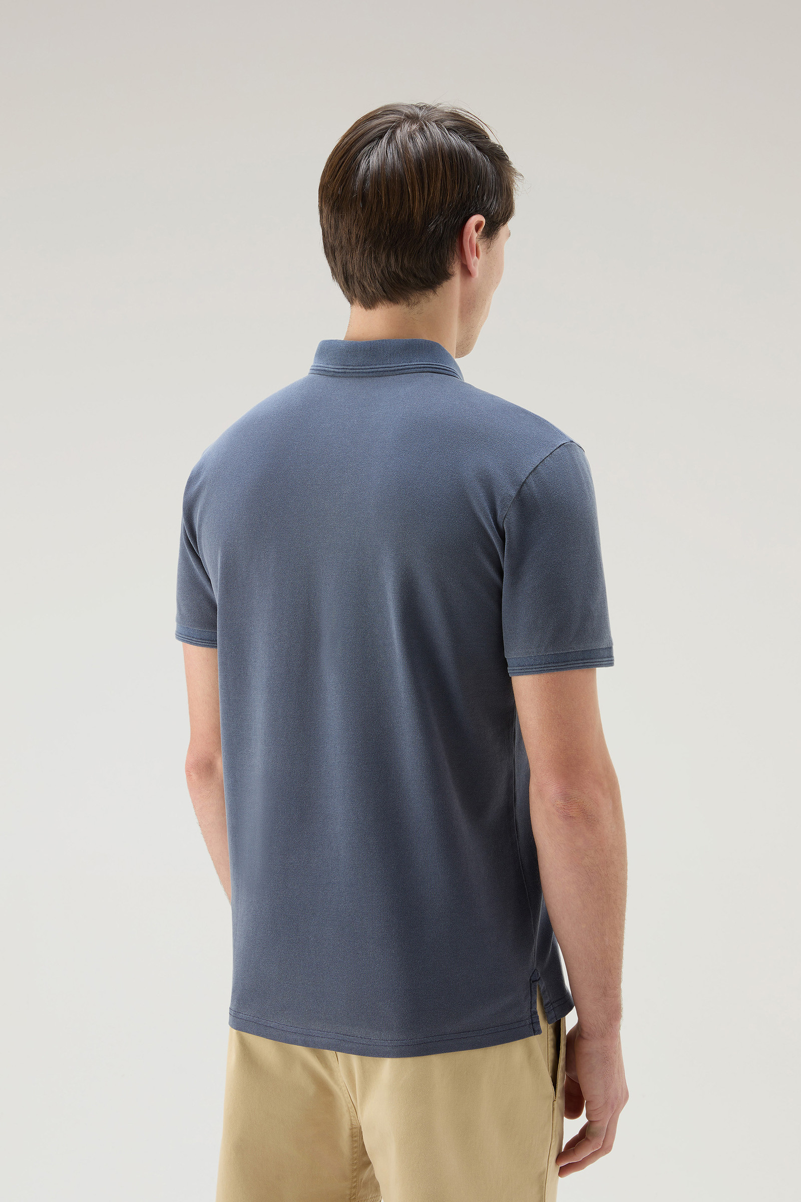 Mackinack Polo in Garment-Dye Stretch Cotton Piquet Blue photo 3 | Woolrich