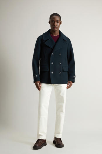 Melton Virgin Wool-Blend Peacoat Blue | Woolrich