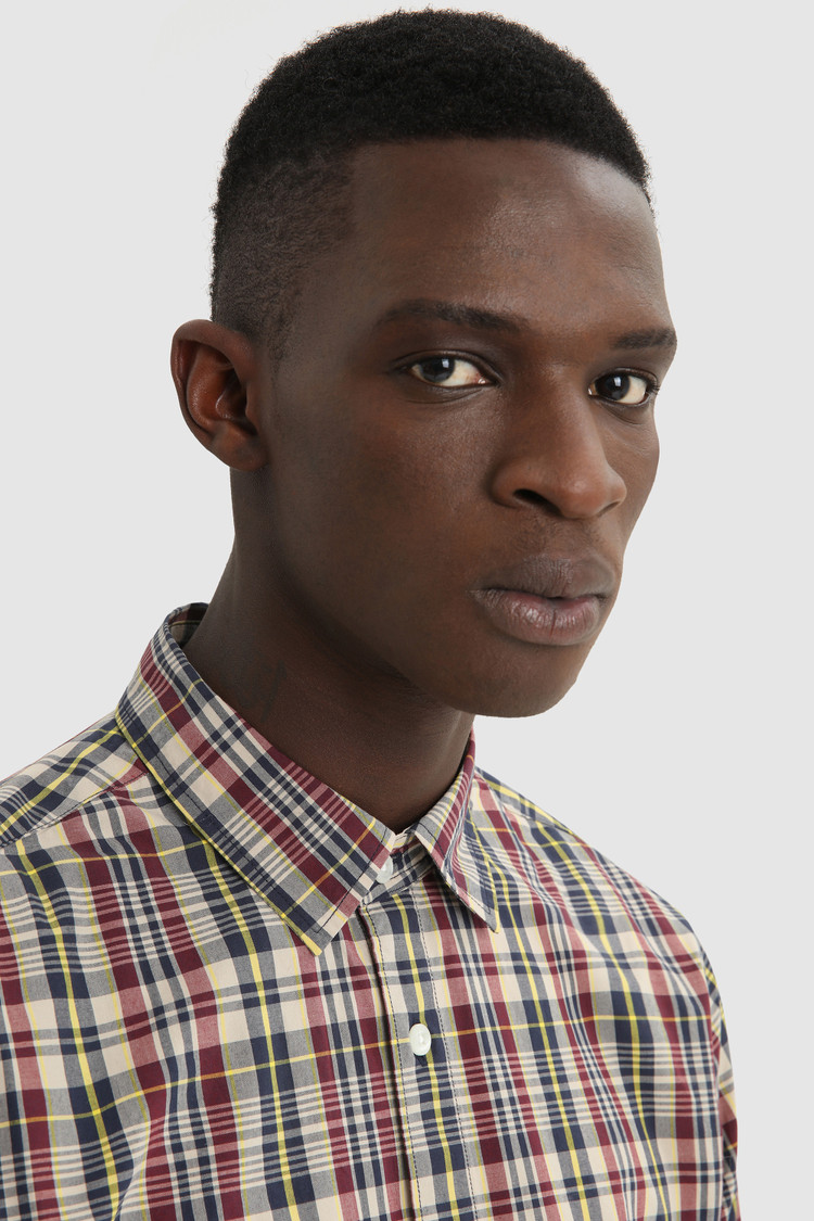 Chemise en popeline de coton en fil teinté