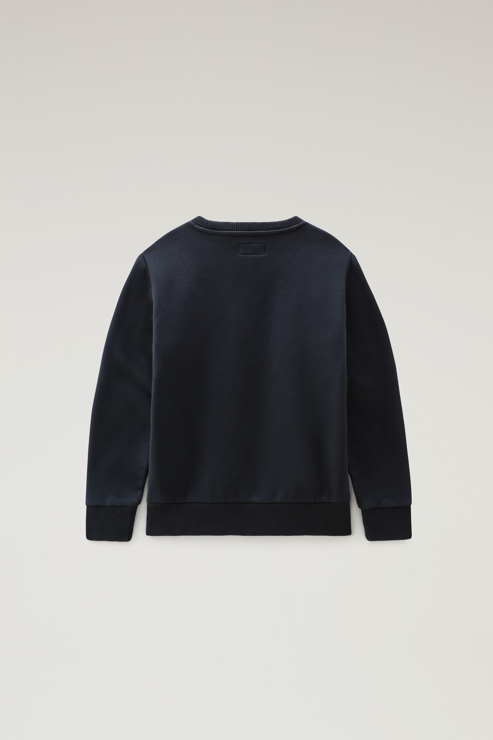 Boys' Flag Logo Crewneck Sweatshirt in Pure Cotton Blue photo 2 | Woolrich
