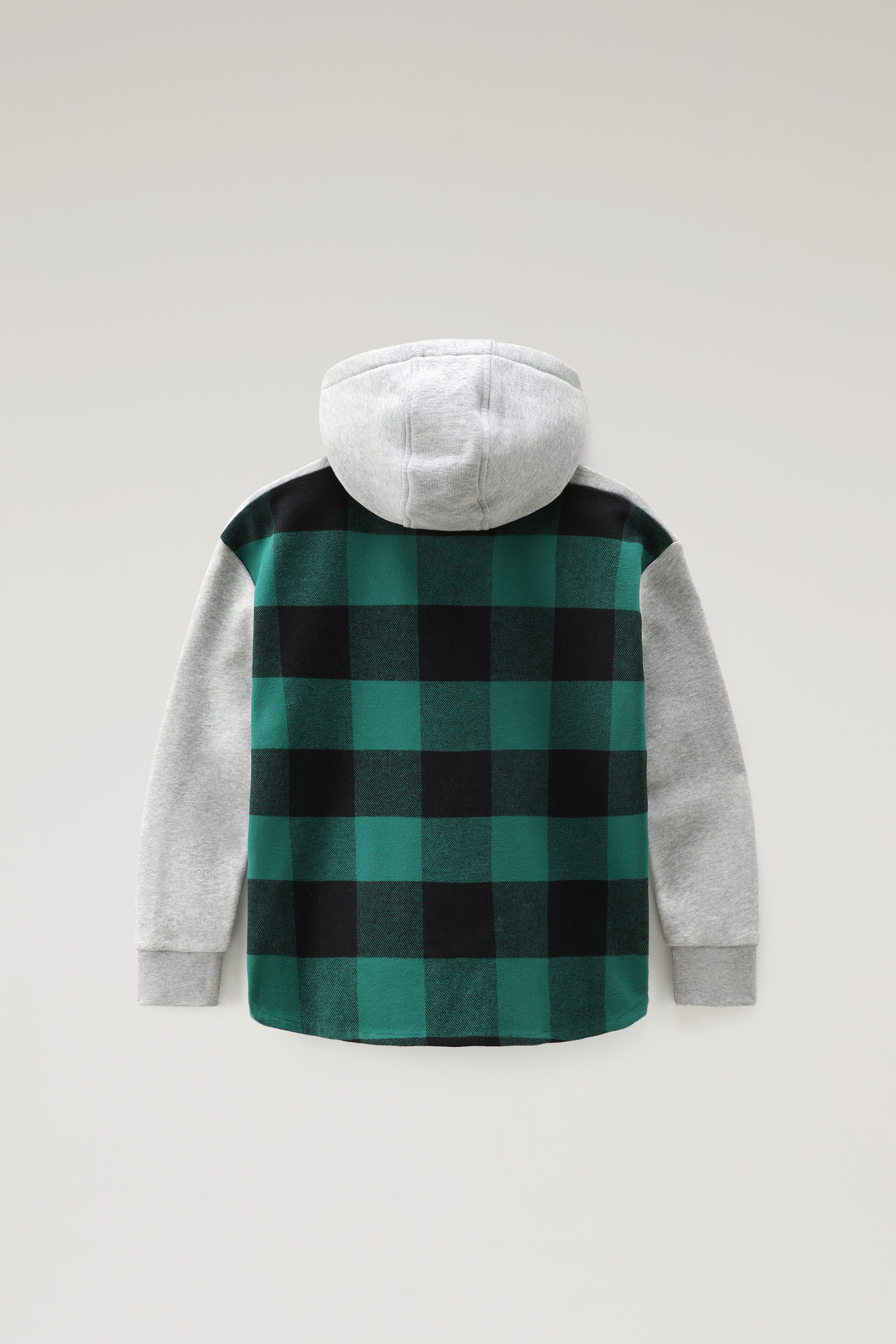 Boys' Logo Hoodie with Buffalo Check Back Green photo 2 | Woolrich