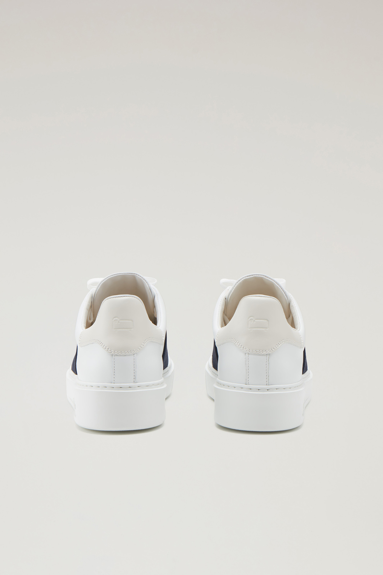 Classic Court Sneakers in Soft Leather with Contrast Suede Side Band White photo 3 | Woolrich