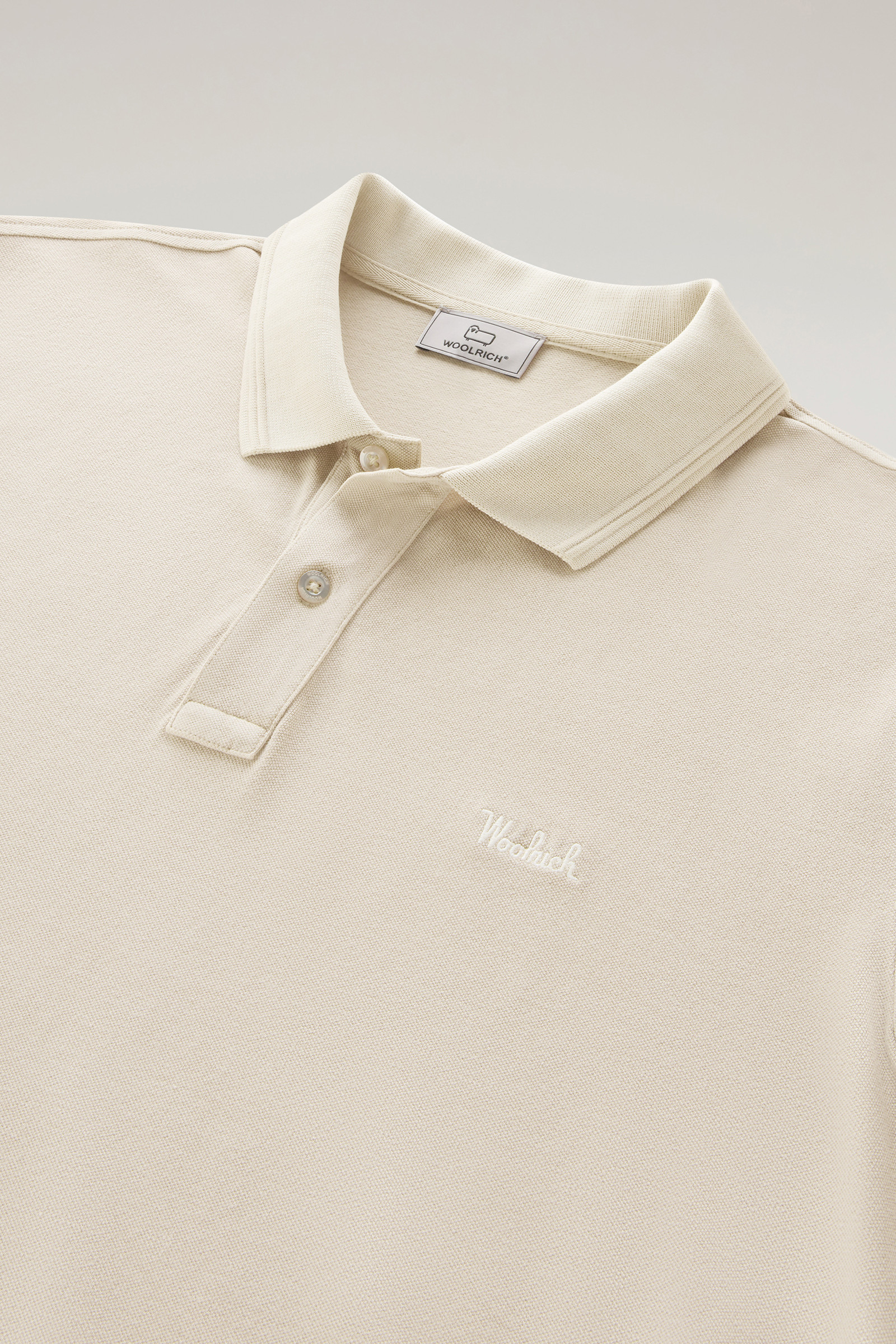 Mackinack Polo in Garment-Dye Stretch Cotton Piquet White photo 6 | Woolrich