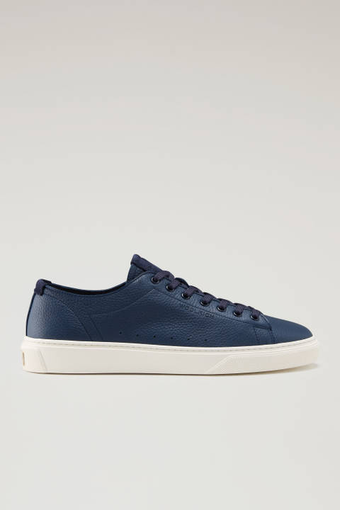 Cloud Court Sneakers in Tumbled Leather Blue | Woolrich
