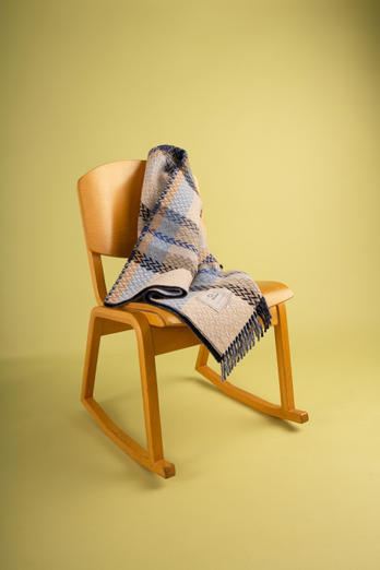 Jacquard Check Blanket in a Wool Blend Blue | Woolrich