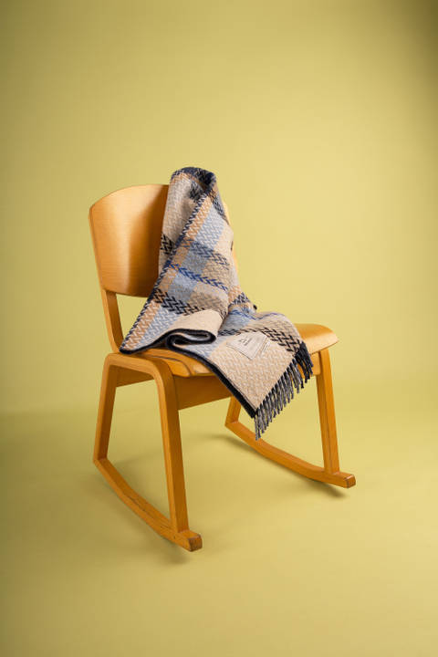 Jacquard Check Blanket in a Wool Blend Blue | Woolrich
