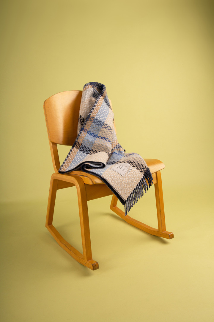 Jacquard Check Blanket in a Wool Blend Blue photo 1 | Woolrich