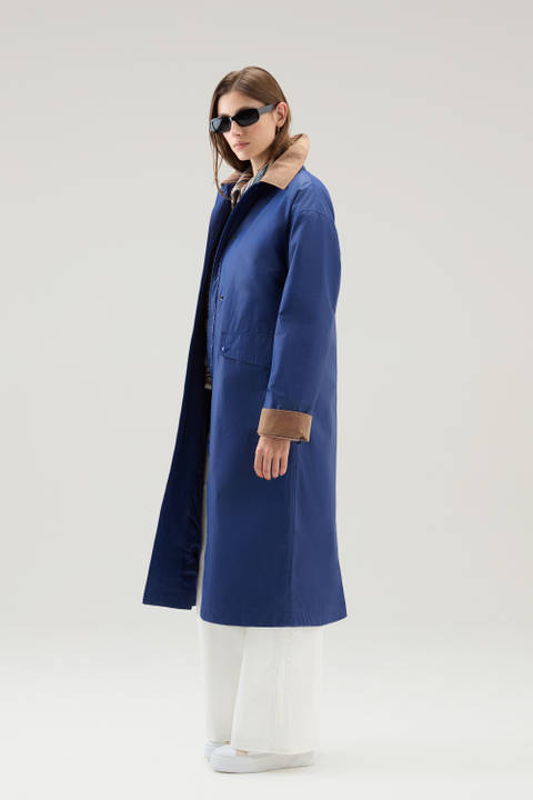 Trench Waxed en coton et nylon mélangés avec col pointu Bleu | Woolrich