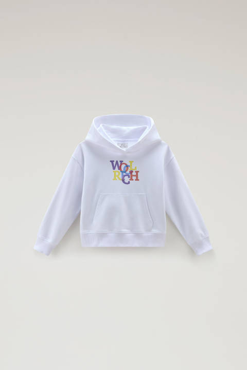 Girls' Pure Cotton Hoodie White | Woolrich