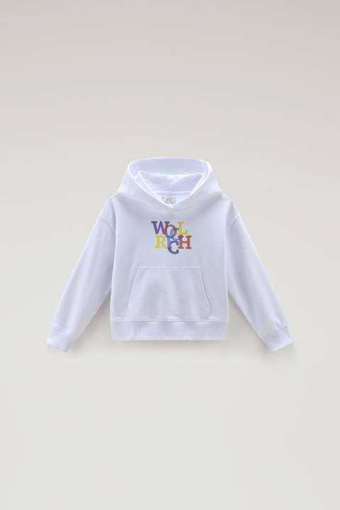 Zuiver katoenen sweater met capuchon voor meisjes Wit | Woolrich