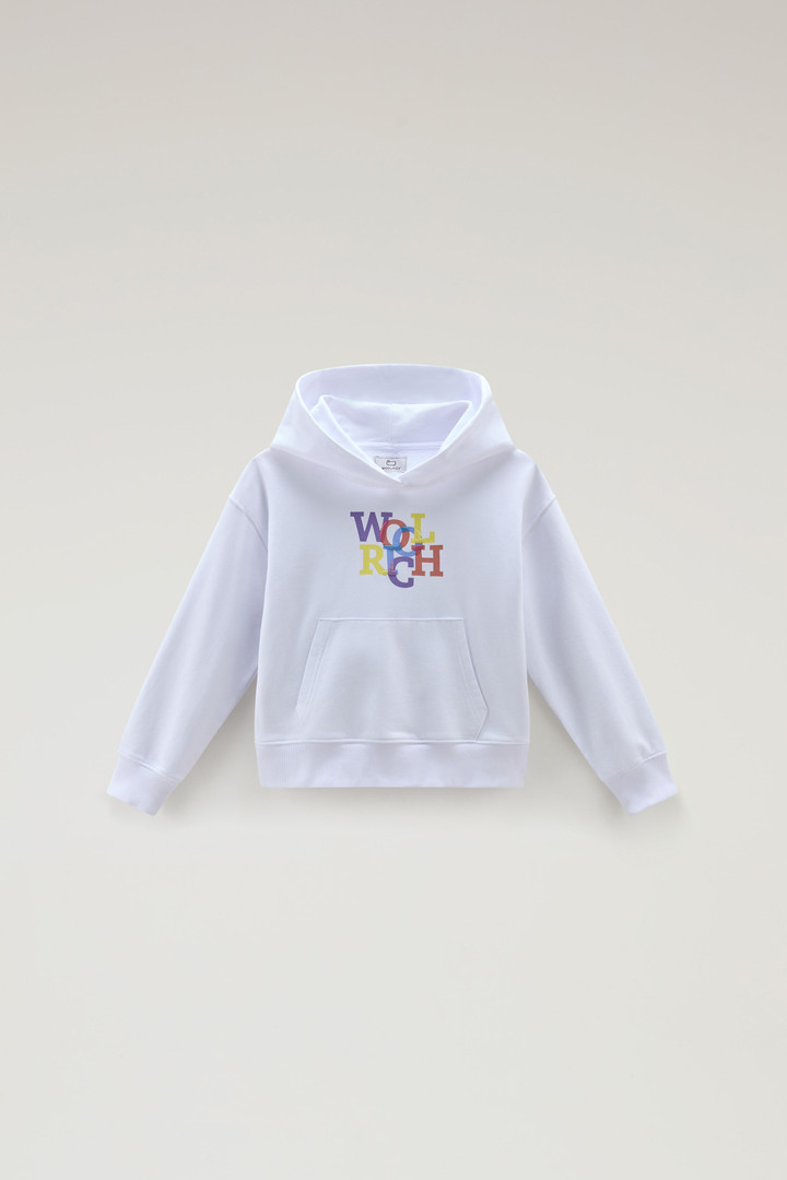Sweat-shirt à capuche pour fille en pur coton Blanc photo 1 | Woolrich