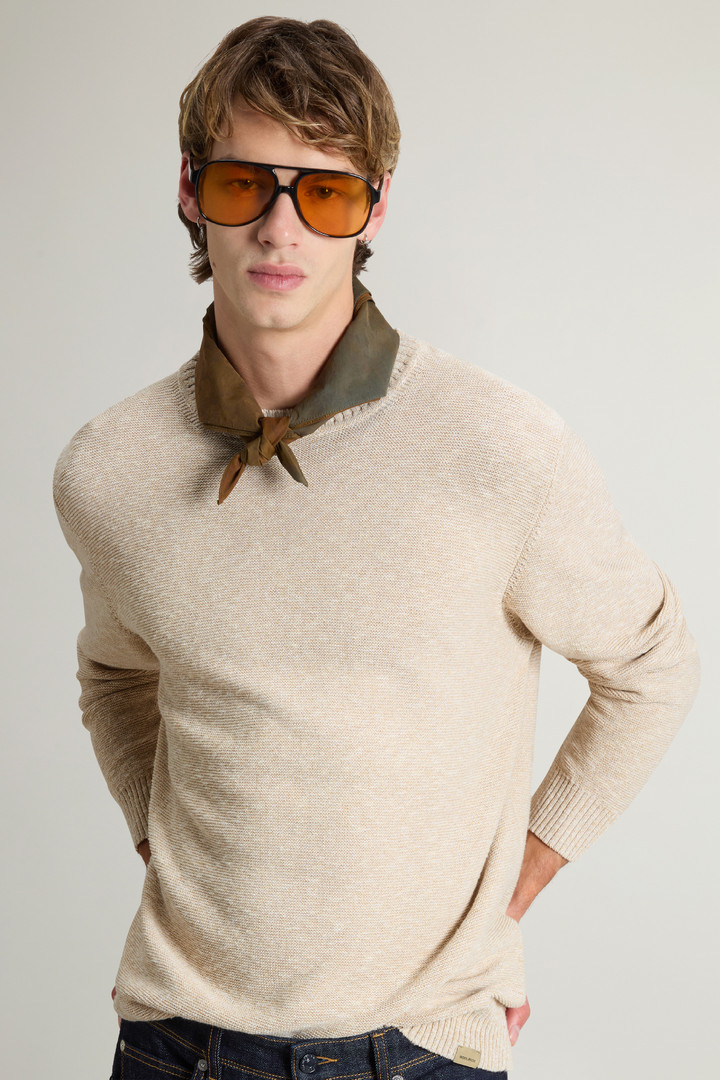 Crewneck Cotton-Blend Sweater Beige photo 4 | Woolrich