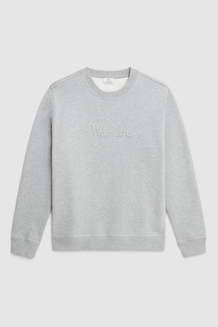 Sweat-shirt de luxe à col ras du cou avec logo en relief