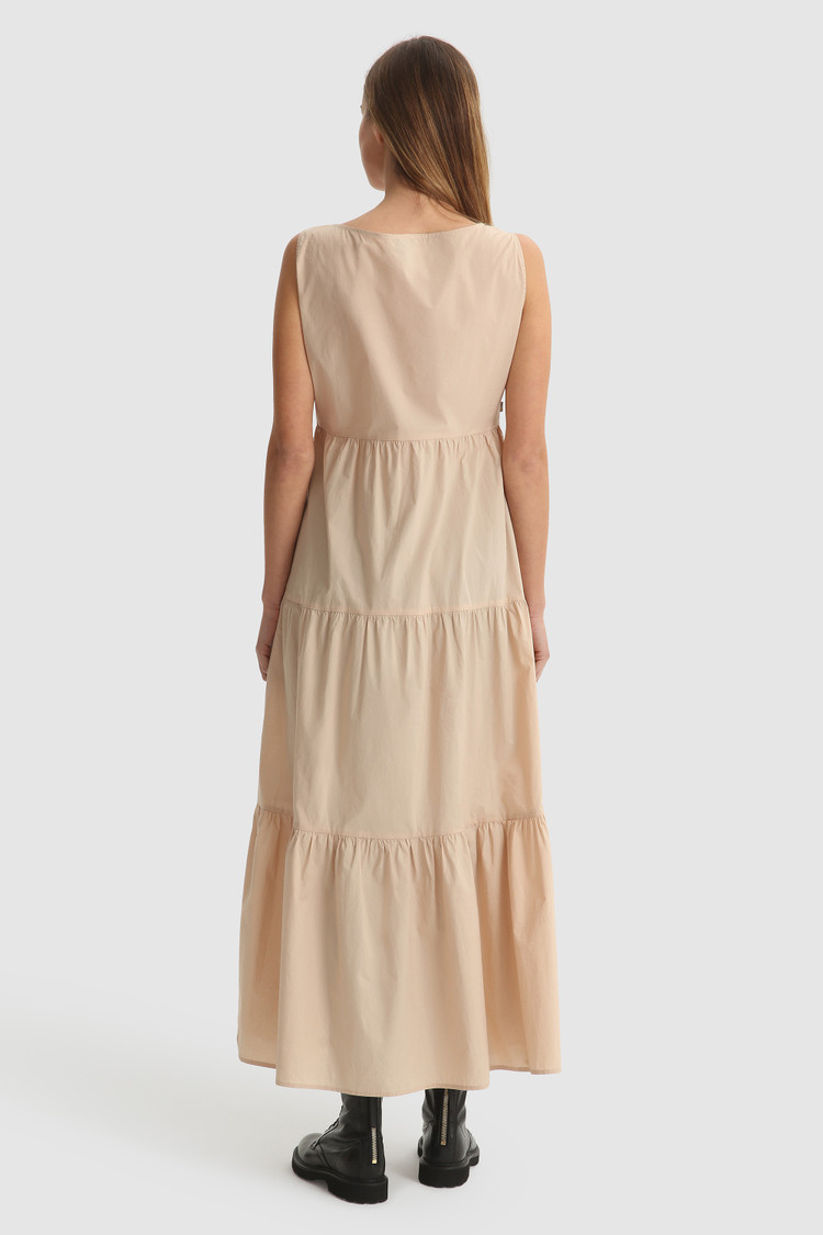 Ärmelloses langes Popelinekleid