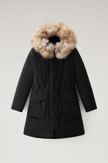 Military Parka in Urban Touch Fabric with Raccoon Fur Black | Woolrich