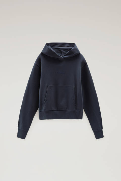 Pure Cotton Hoodie with Embroidered Logo Blue photo 2 | Woolrich