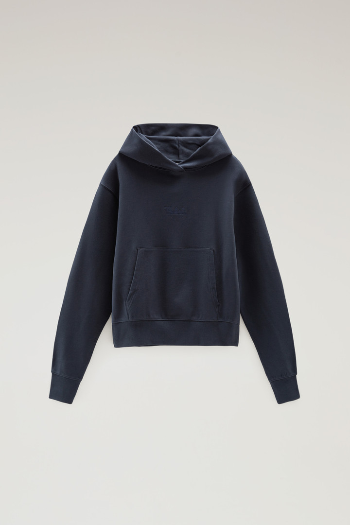 Pure Cotton Hoodie with Embroidered Logo Blue photo 5 | Woolrich