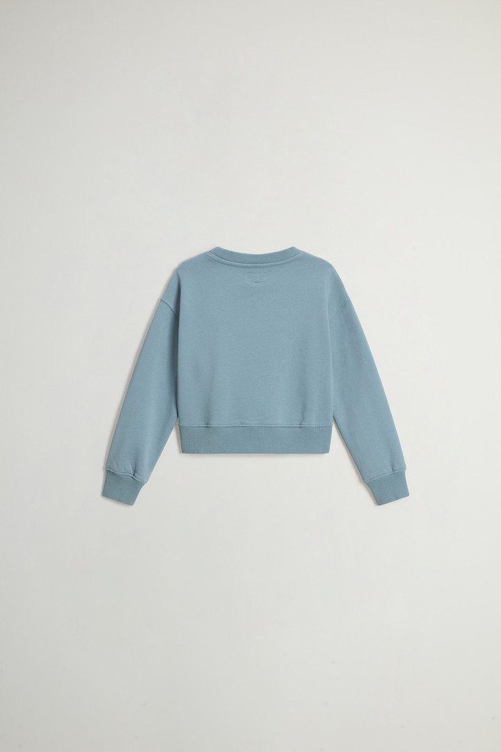 Girls' Crewneck Sweatshirt in Pure Cotton with Logo Blue photo 2 | Woolrich