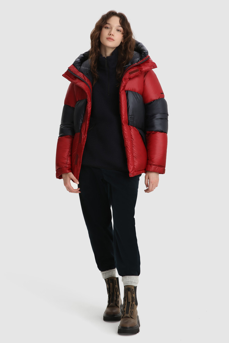 Parka met dons in diamantstiksel