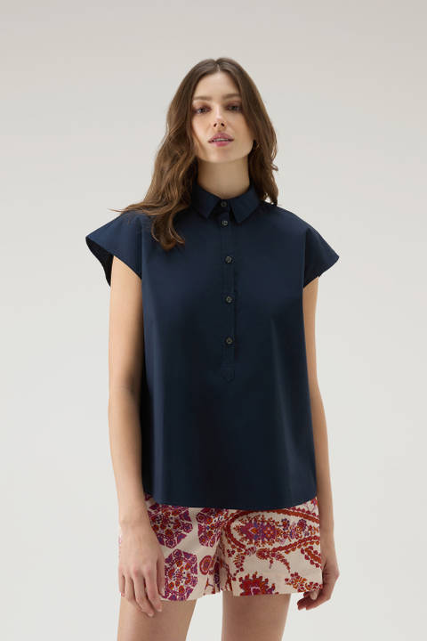 Popeline blouse van puur katoen Blauw | Woolrich