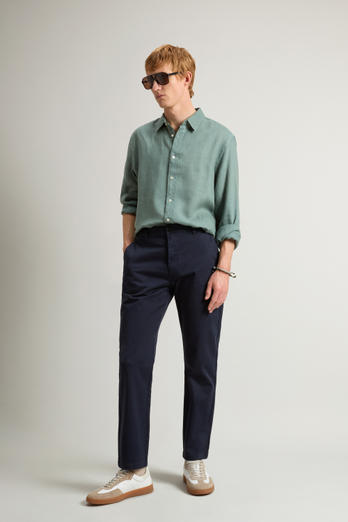Garment-Dyed Stretch Cotton Twill Chinos Blue | Woolrich
