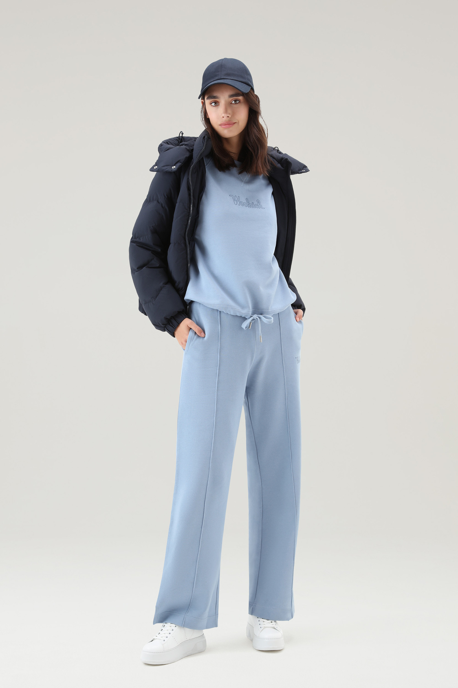 Pure Cotton Crewneck with Three Quarter Sleeves Blue photo 2 | Woolrich
