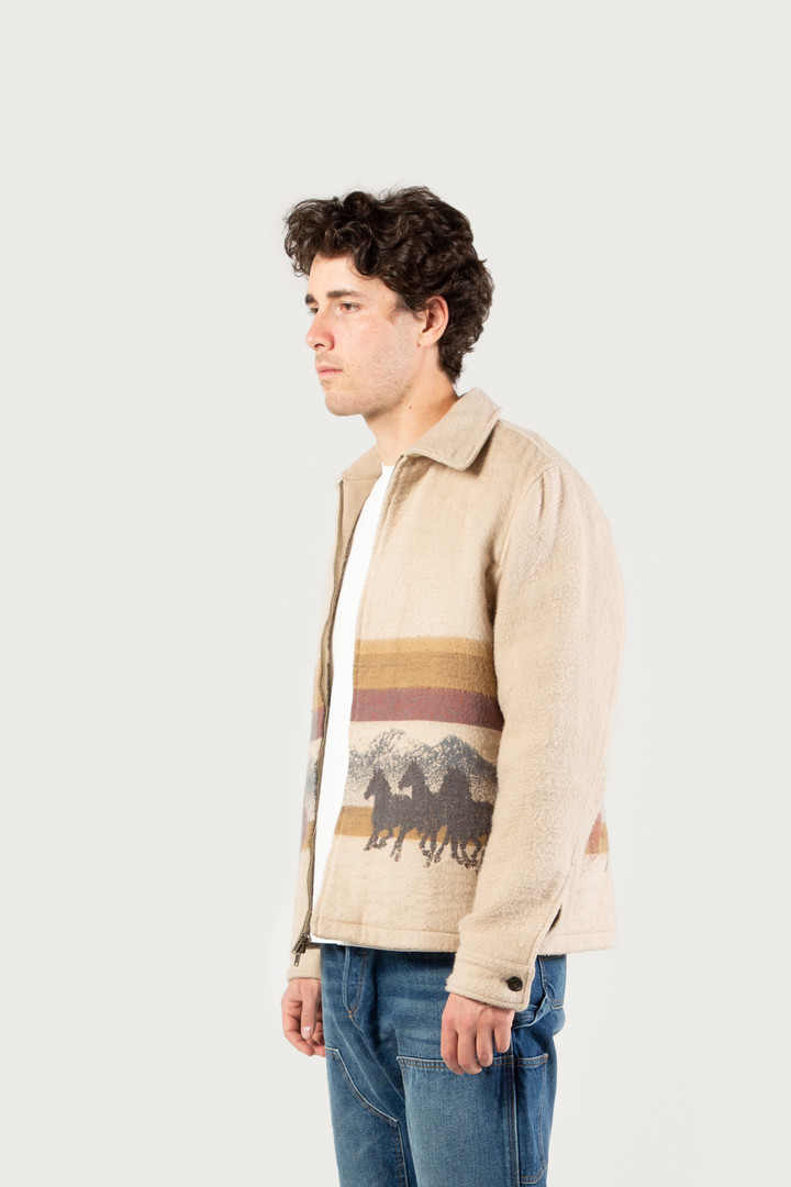 Overshirt in Pure Cotton with Jacquard Workmanship - One Of These Days / Woolrich Beige photo 2 | Woolrich