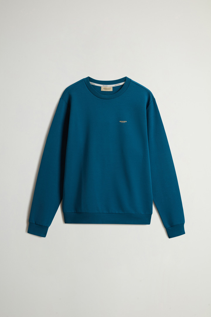 Crewneck Sweatshirt in Cotton-Blend Interlock with Logo Blue photo 5 | Woolrich