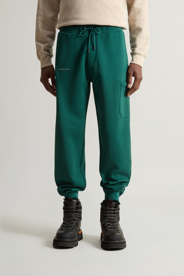 Cotton Blend Fleece Pants with Logo Green photo 2 | Woolrich