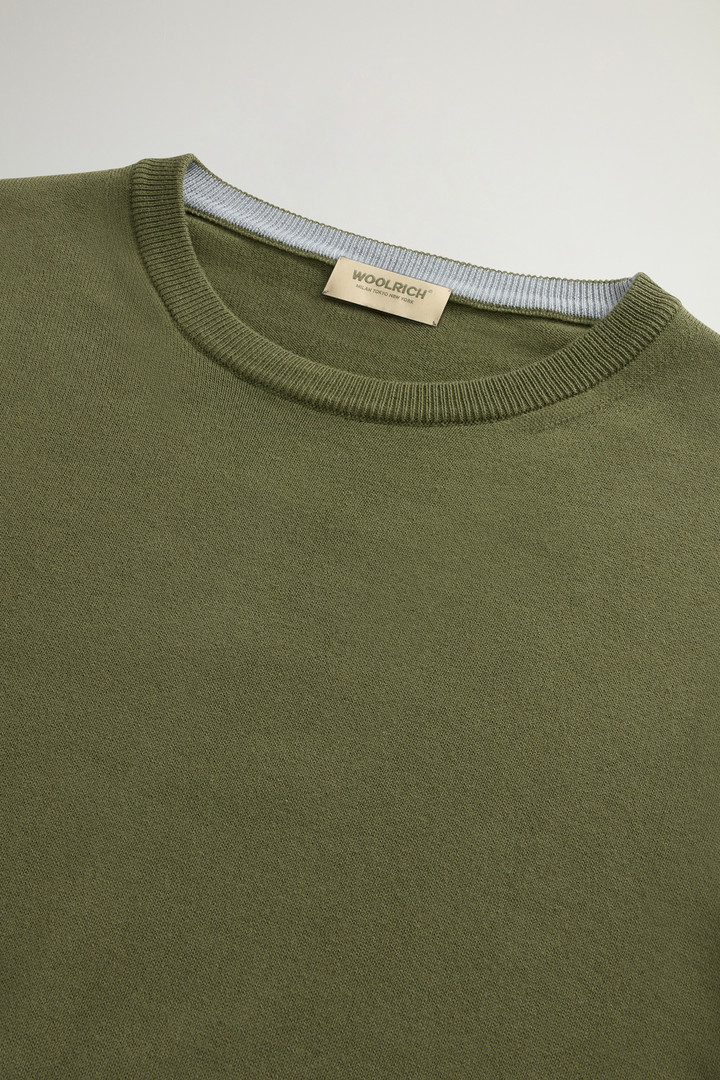 Crewneck Sweater in Pure Cotton with Embroidered Logo Green photo 6 | Woolrich