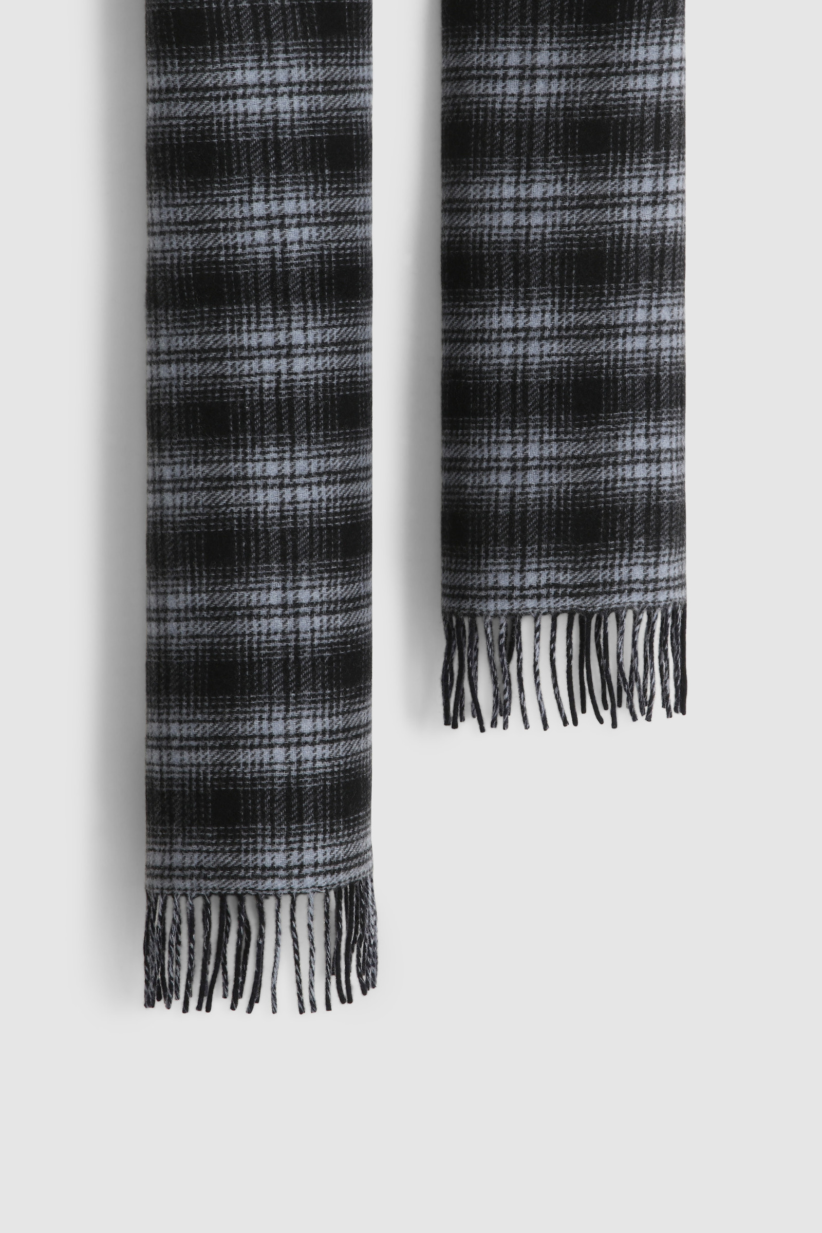 Double-Face Check Scarf in Wool Blend Blue photo 2 | Woolrich