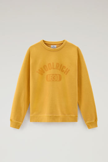 Garment-Dyed 1830 Crewneck Sweatshirt in Pure Cotton Yellow | Woolrich