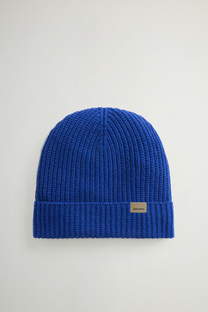 KNITTED RIBBED BEANIE Blue photo 1 | Woolrich