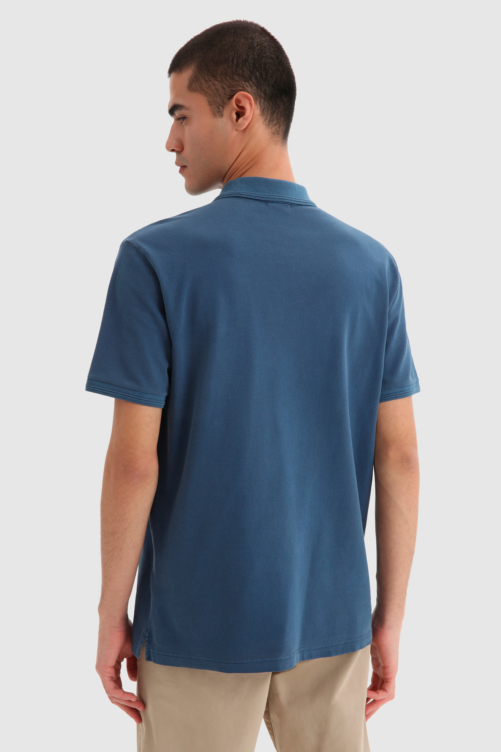 Polo Mackinack en piqué de coton teint en pièce bleu photo 3 | Woolrich